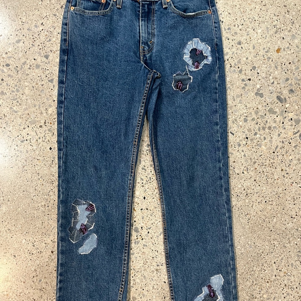 Hand customized crystal inlay Levi’s Jeans
